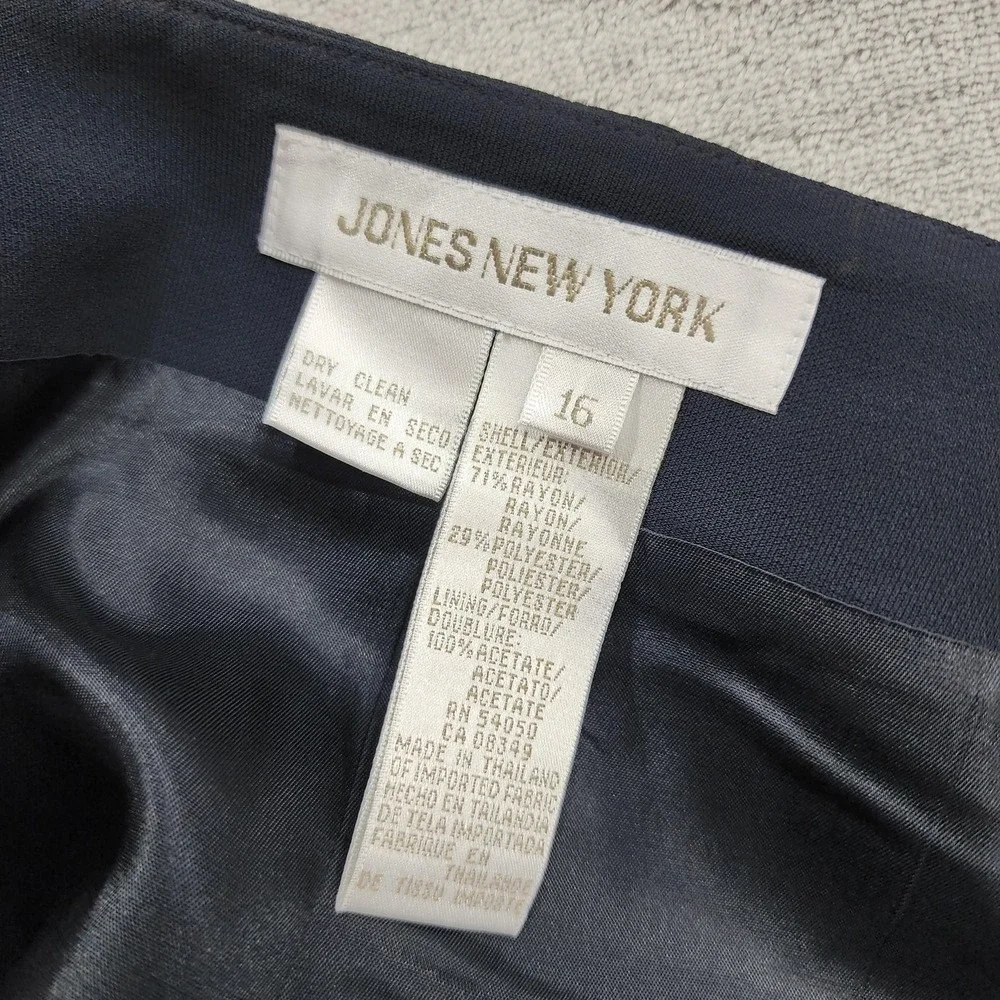 Vintage Jones New York Skirt Womens 16 Blue High Waist Flare Hem Trumpet Lined